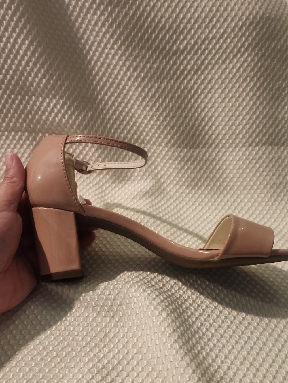 Anne Klein Blush Patent Ankle-Strap Block Heels - Picture 12 of 15